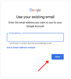 Google's sign-in screen that allows you to use an existing email to sign in