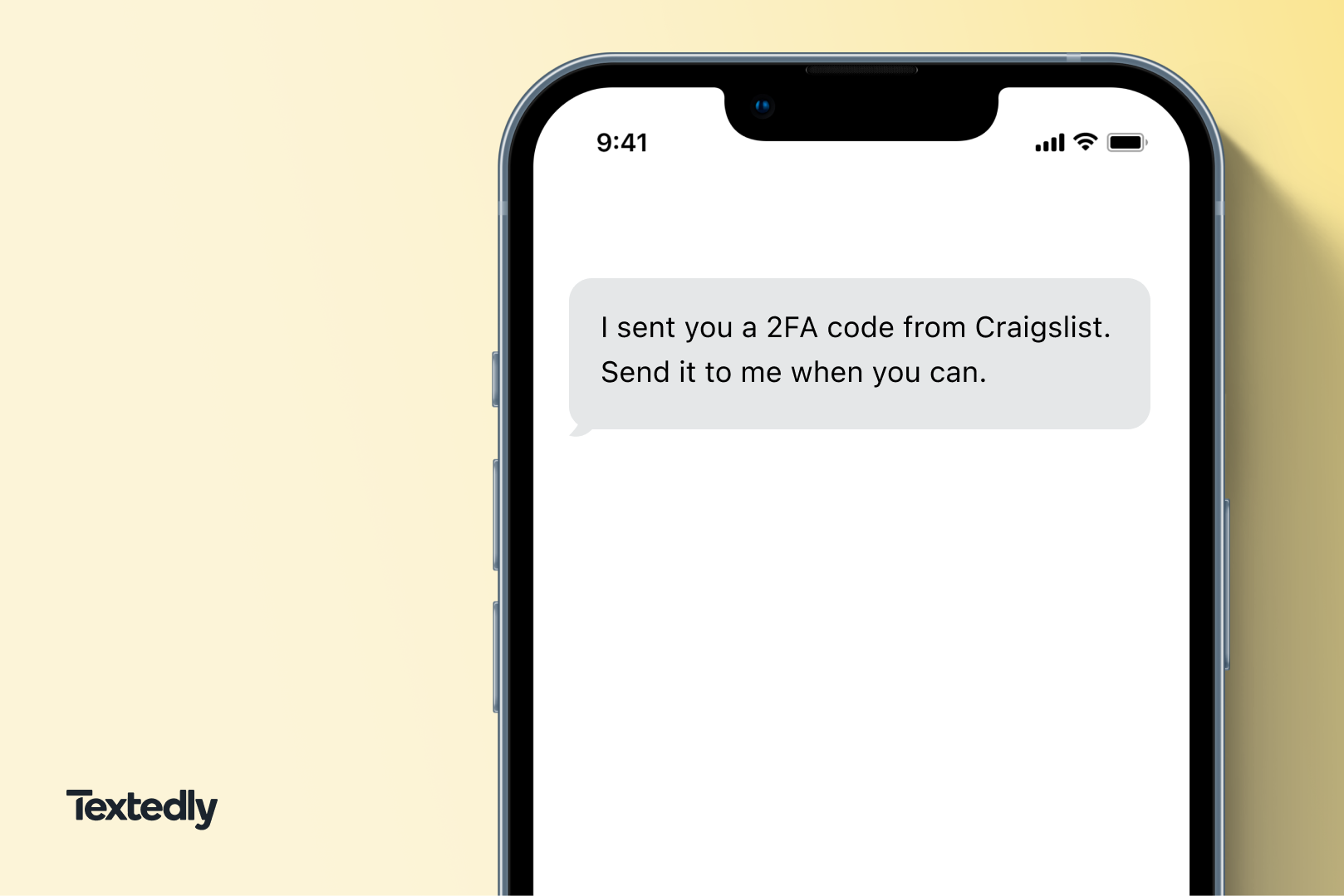 A spam text about 2FA.